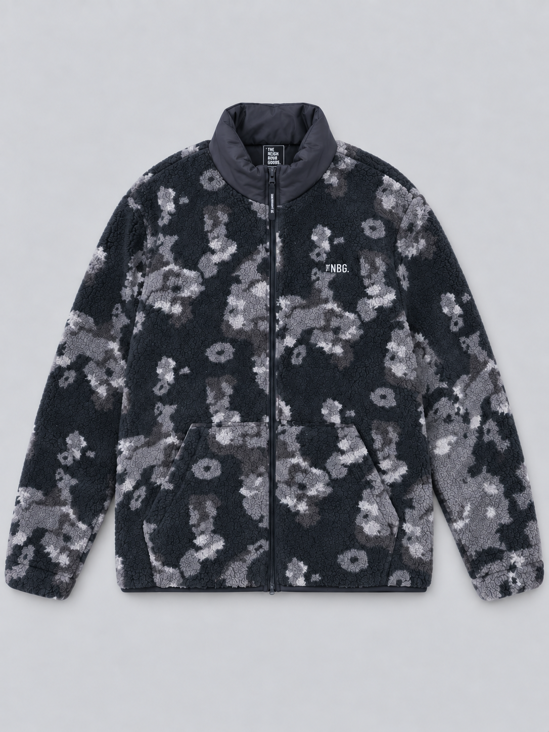 TNBG. Teddy Fleece Jacket Flowers Black