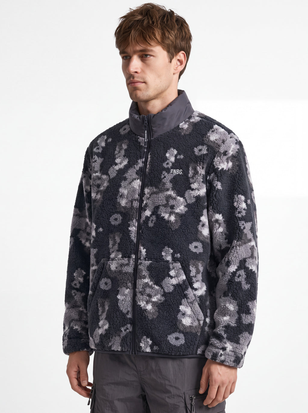 TNBG. Teddy Fleece Jacket Flowers Black