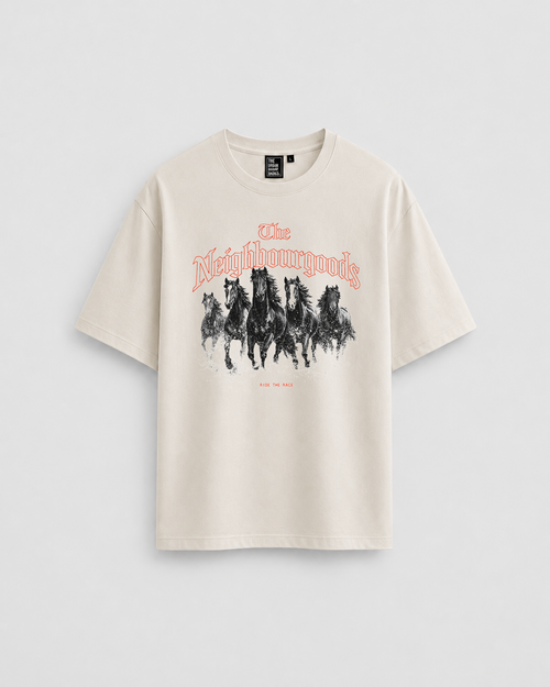 Horse Race Heavy Oversize T-Shirt Offwhite
