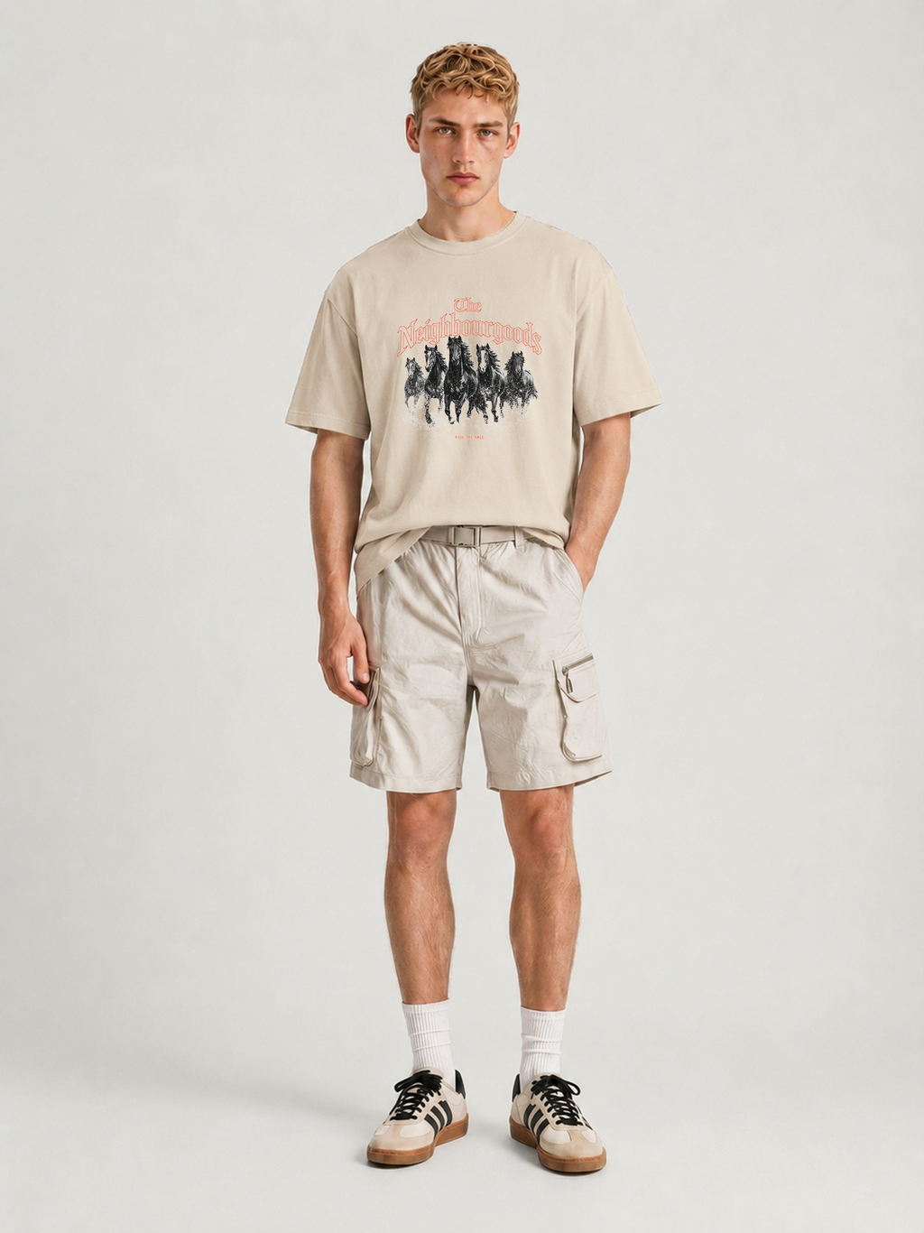 Horse Race Heavy Oversize T-Shirt Offwhite