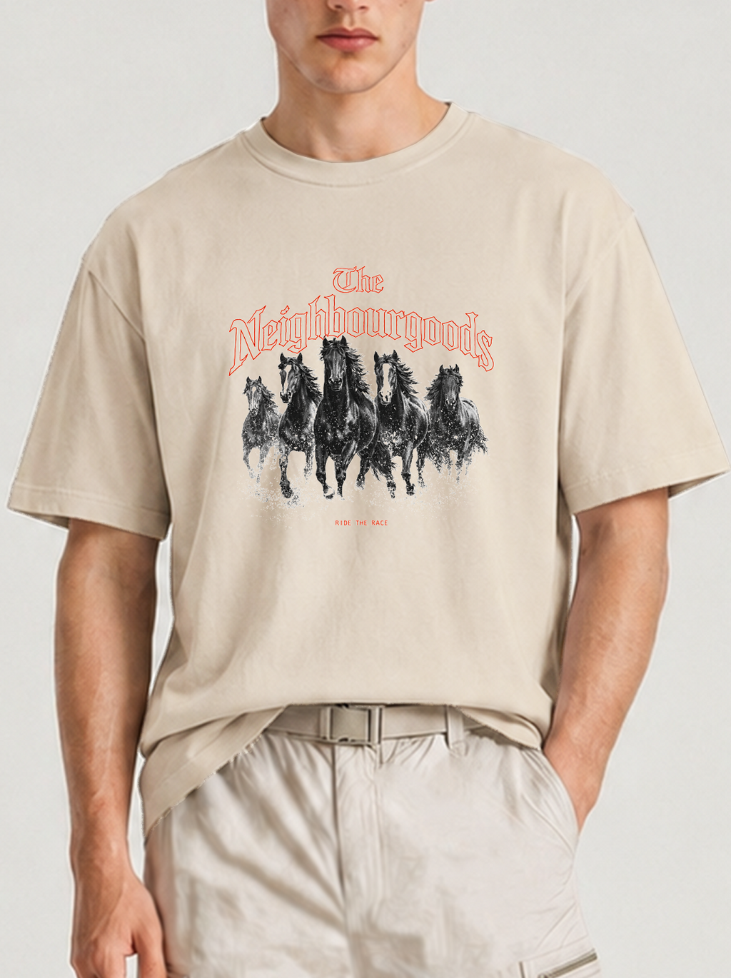 Horse Race Heavy Oversize T-Shirt Offwhite