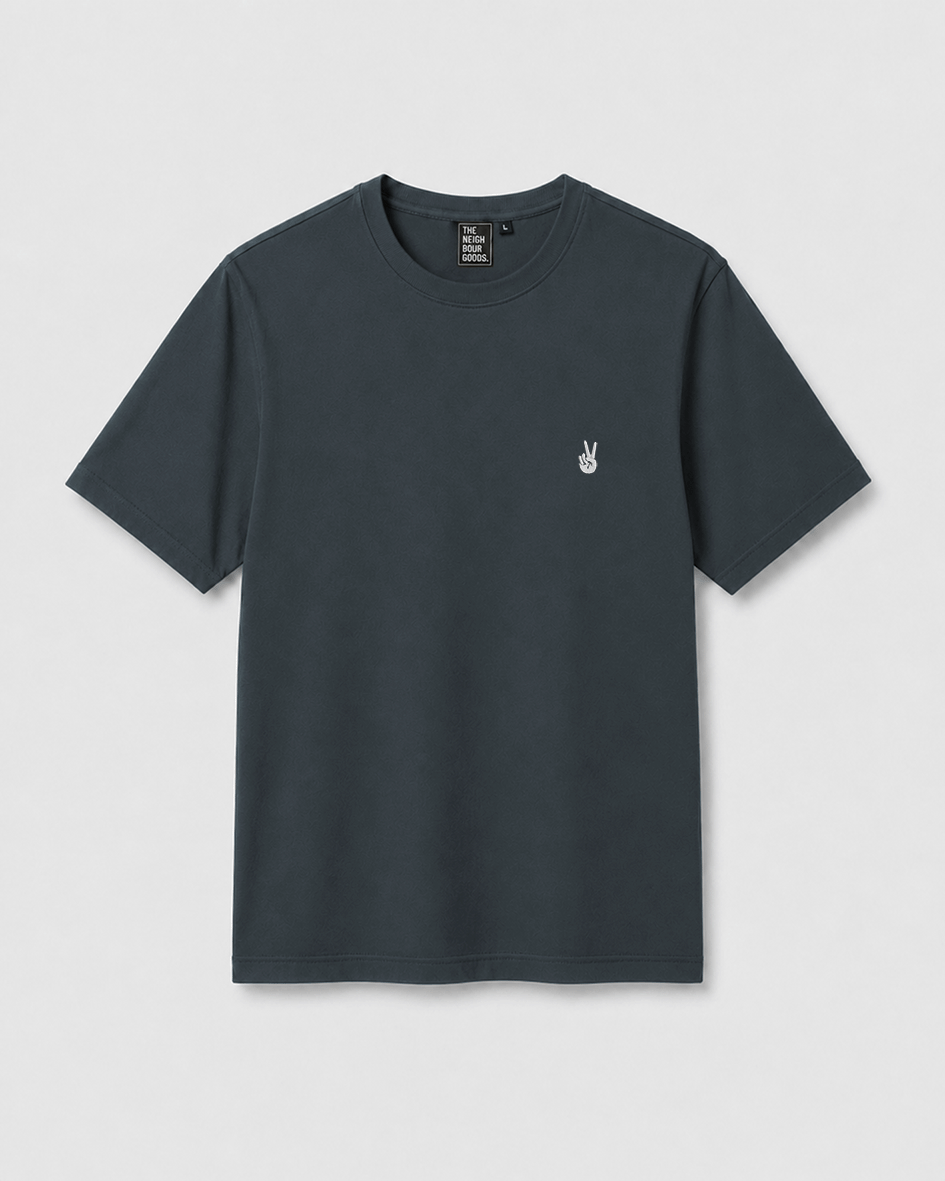 Icon T-Shirt Peace Finger Blue Antra
