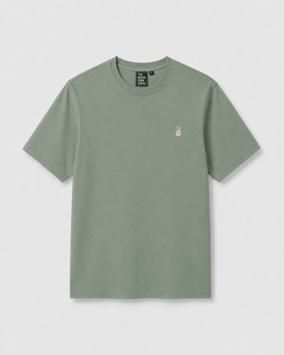 Icon T-Shirt Peace Finger Light Khaki