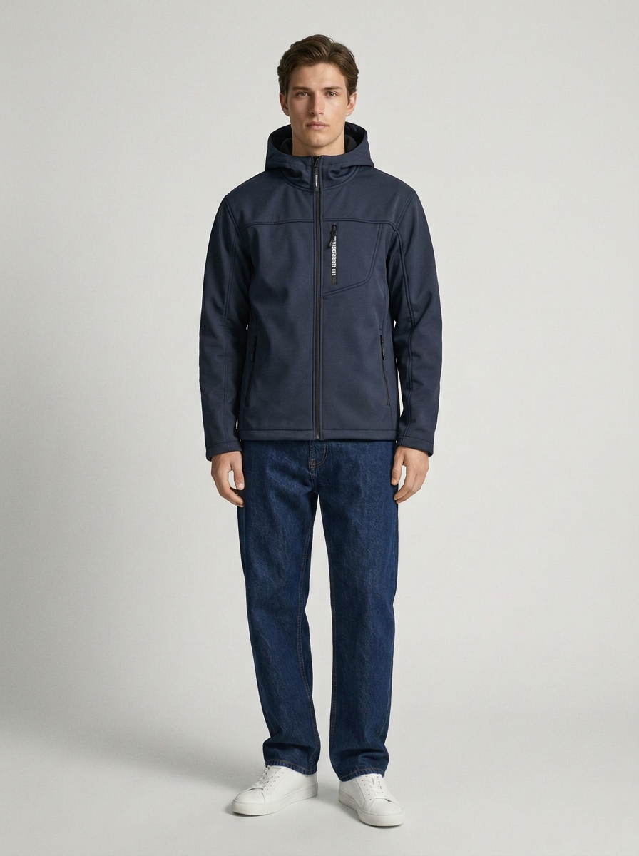 TNBG. Logo Softshell-Jacke Hooded Navy