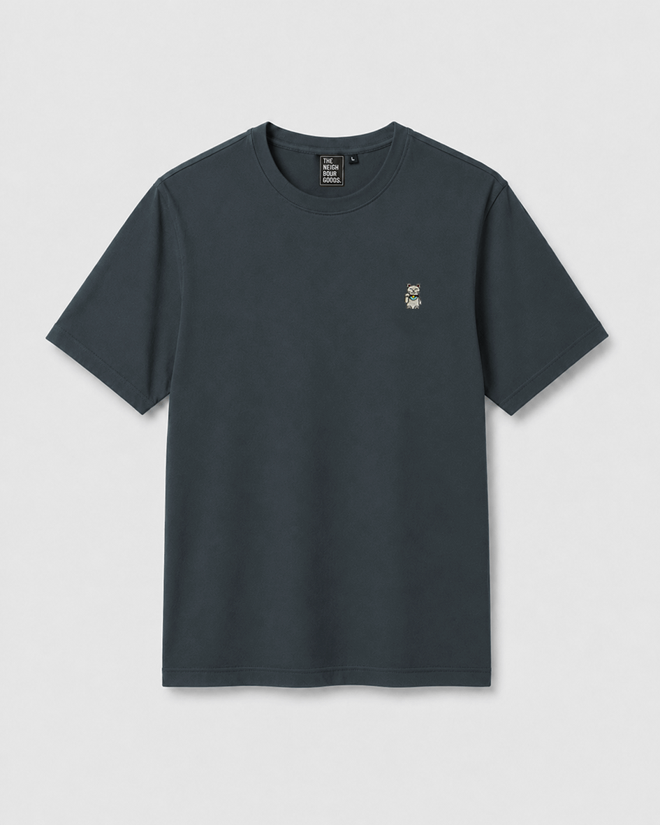 Icon T-Shirt Winky Cat Blue Anthra