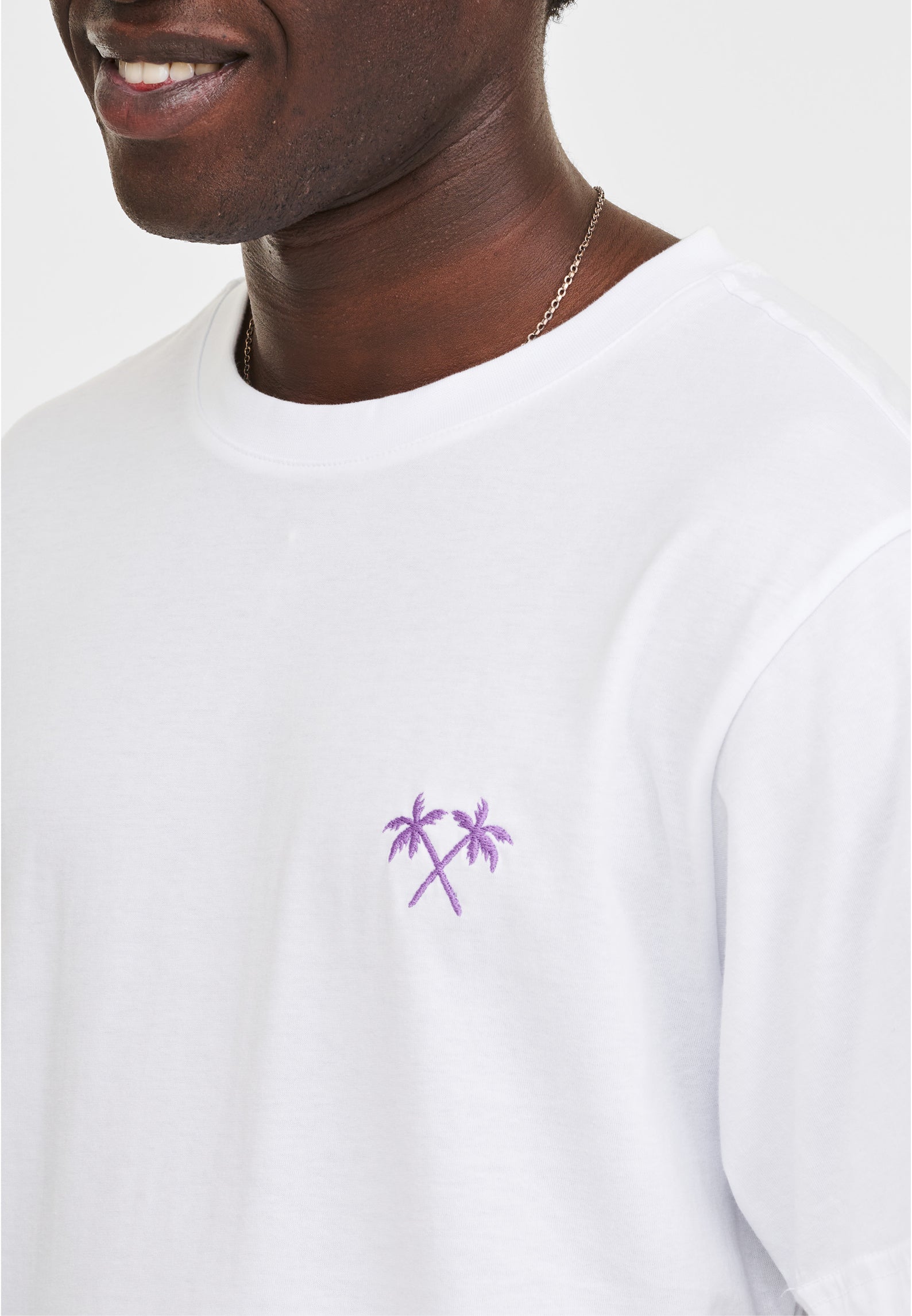 T-SHIRT WEISS MIT PALMEN STICKEREI