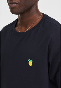 T-SHIRT NAVY MIT ZITRONEN STICKEREI