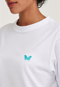 T-SHIRT WEISS MIT SCHMETTERLING STICKEREI