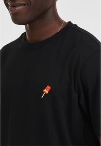 T-SHIRT SCHWARZ MIT EIS AM STIEL STICKEREI
