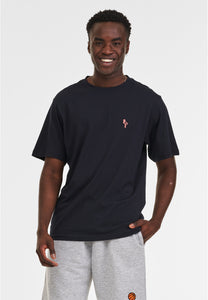 T-SHIRT NAVY MIT FLAMINGO STICKEREI