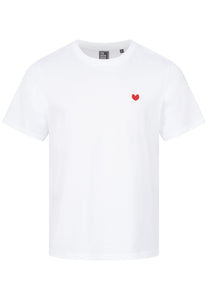 T-SHIRT WEISS MIT HERZ STICKEREI