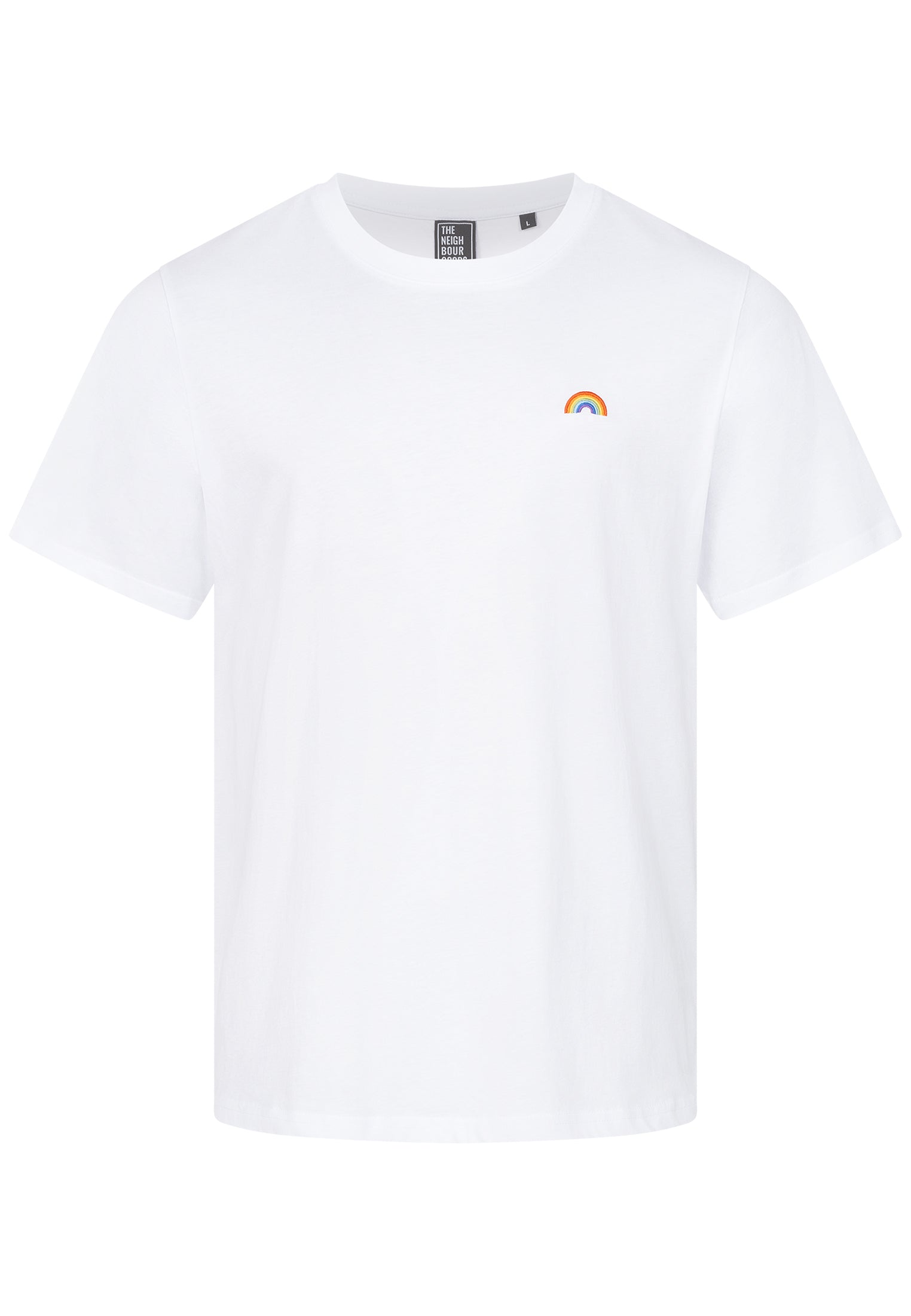 T-SHIRT WEISS MIT REGENBOGEN STICKEREI