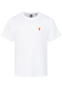 T-SHIRT WEISS MIT POMMES STICKEREI