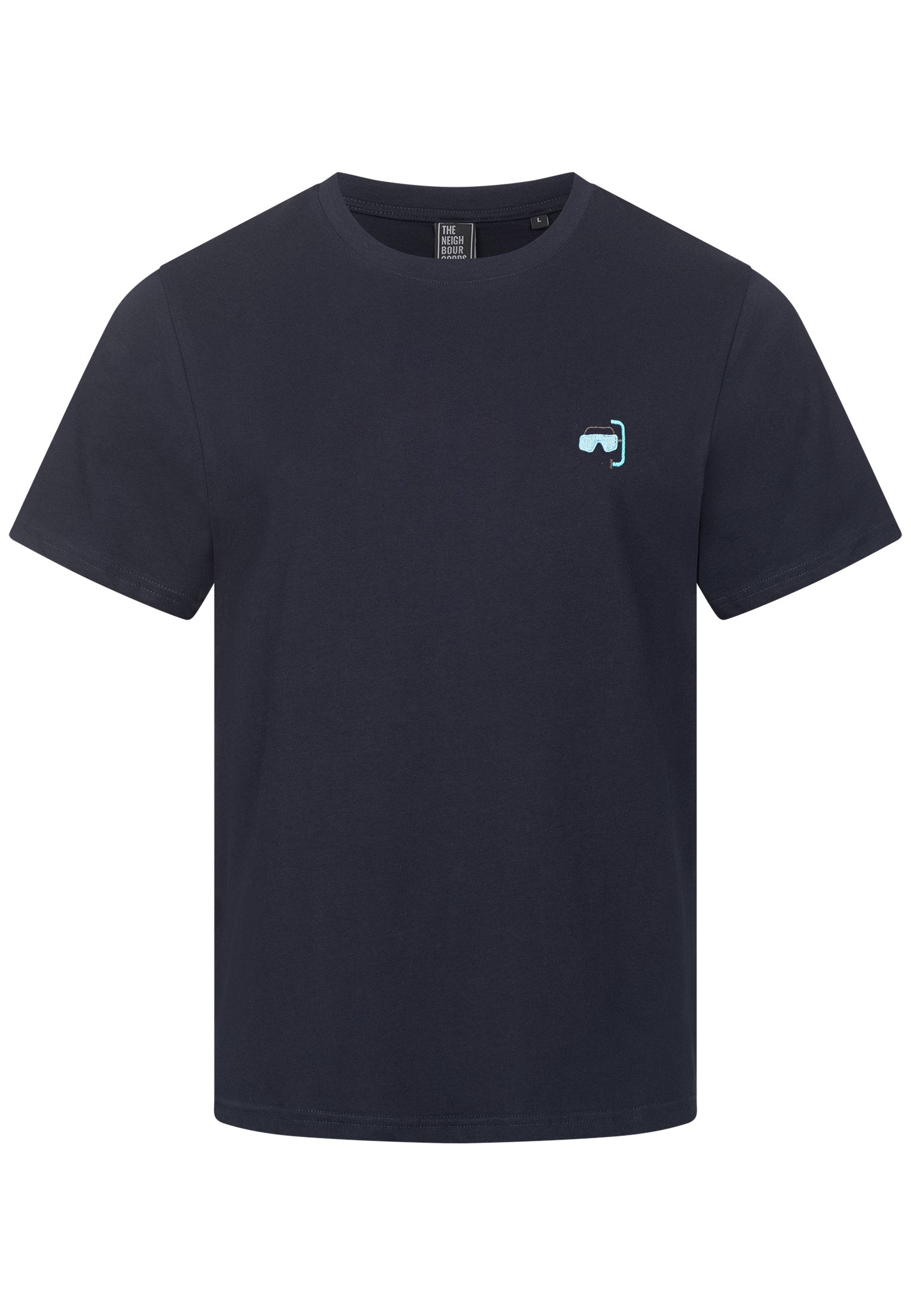 T-SHIRT SCHWARZ MIT TAUCHERBRILLE STICKEREI