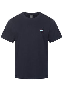 T-SHIRT SCHWARZ MIT TAUCHERBRILLE STICKEREI