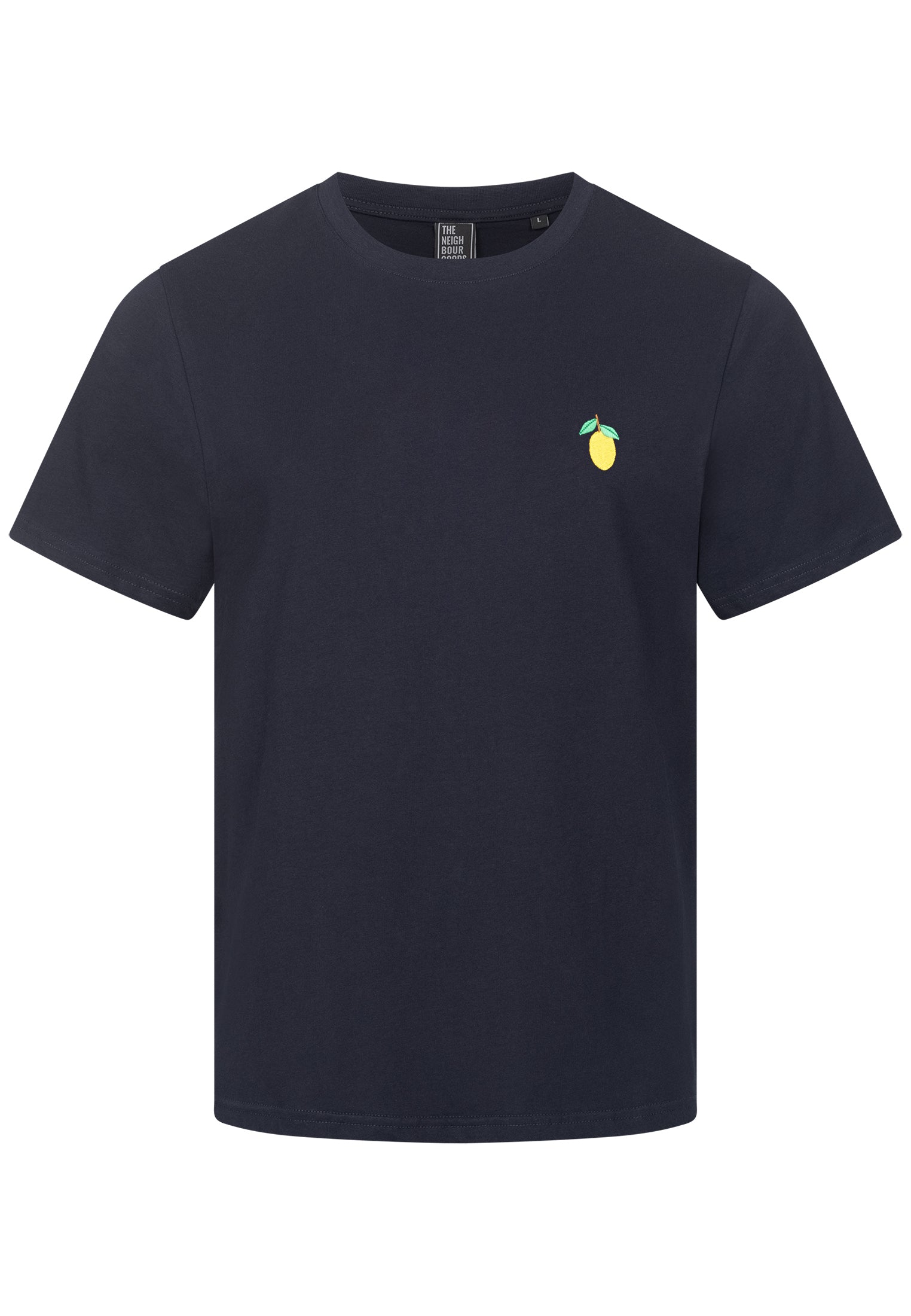 T-SHIRT NAVY MIT ZITRONEN STICKEREI