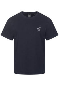 T-SHIRT NAVY MIT TAUBEN STICKEREI