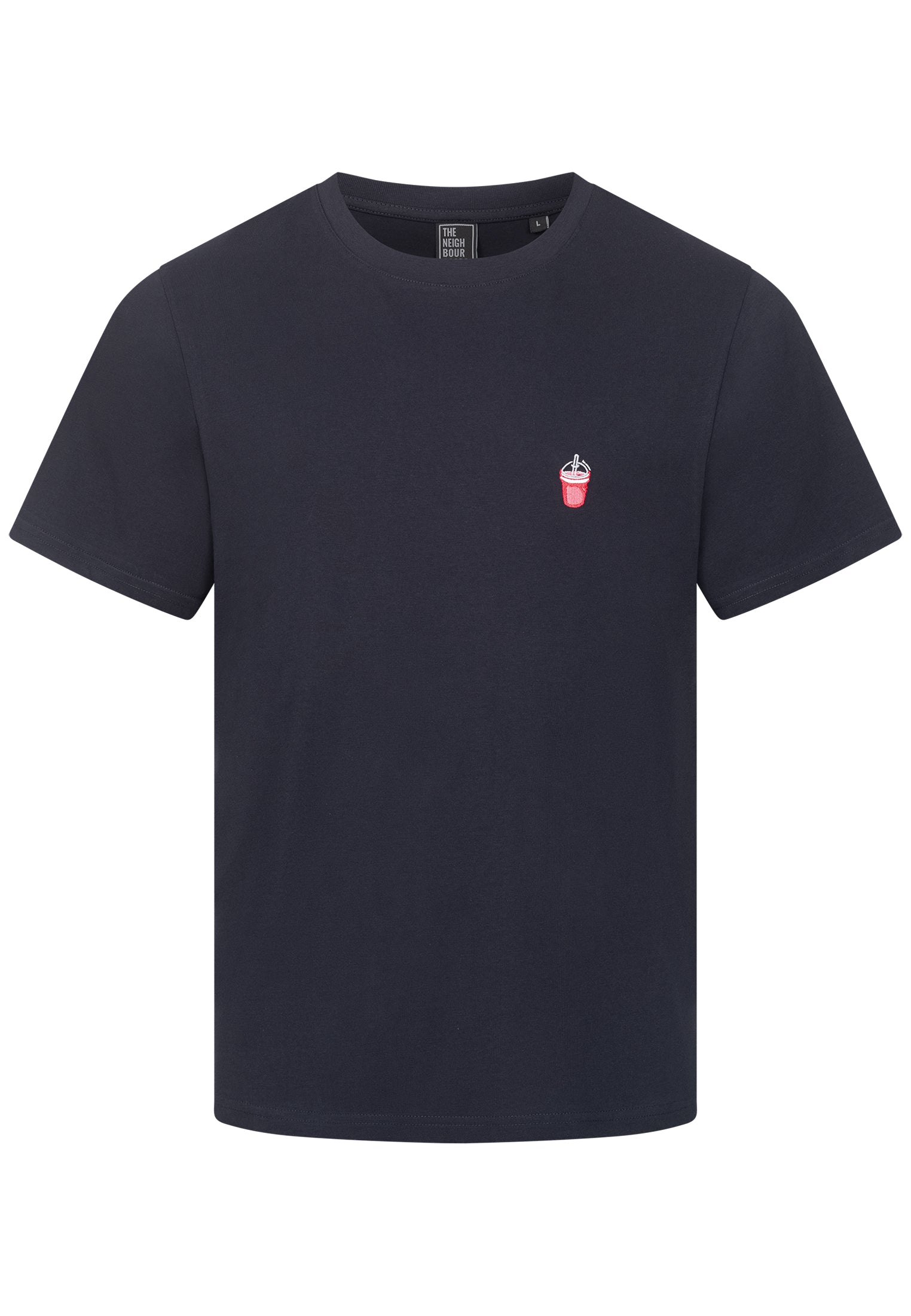 T-SHIRT NAVY MIT SMOOTHIE CUP STICKEREI