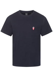T-SHIRT NAVY MIT SMOOTHIE CUP STICKEREI
