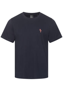 T-SHIRT NAVY MIT FLAMINGO STICKEREI