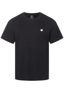 T-SHIRT SCHWARZ MIT HERZ STICKEREI