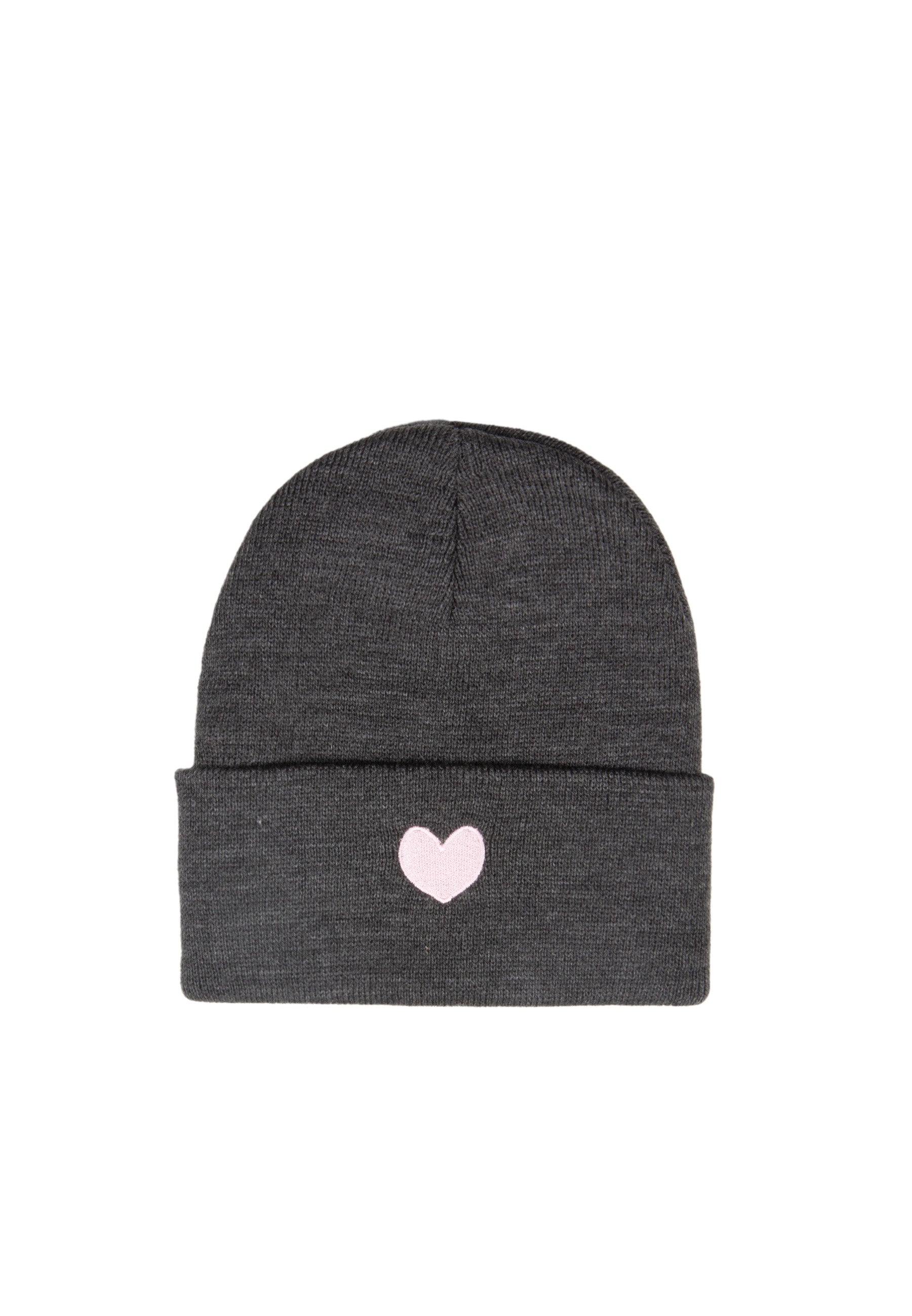 Beanie Herz Anthrazit & Rosa
