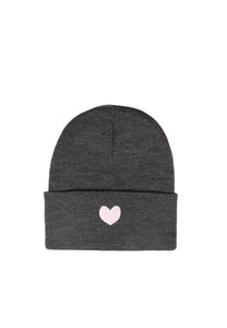 Beanie Herz Anthrazit & Rosa
