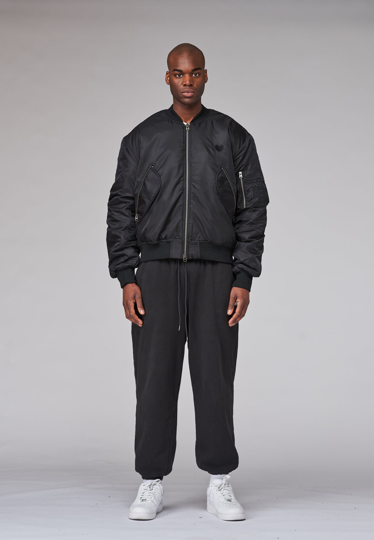 Bomberjacke Herz Schwarz